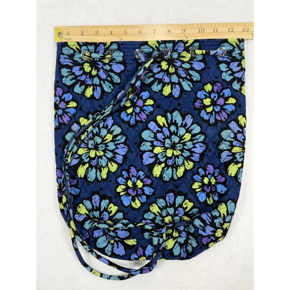 Vera Bradley Blue Indigo Floral Quilted Backpack Book Bag Overnight Bag
